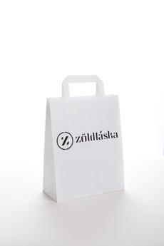 fehér szalagüles táska egyedi logóval