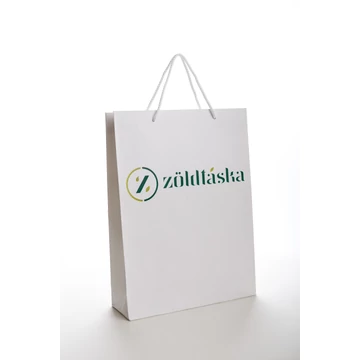 Fehér zsinórfüles papírtáska 320 x 420 x 120 mm 100 db/csomag