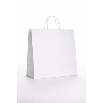 OUTLET Fehér Szalagfüles papírtáska 450x470x170 mm nyomat 1 oldalon