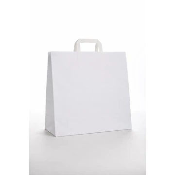 OUTLET Fehér Szalagfüles papírtáska 450x480x170 mm nyomat 1 oldalon