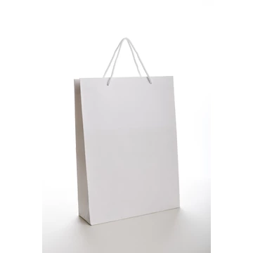 Fehér zsinórfüles papírtáska 320 x 420 x 120 mm nyomat 1 oldalon