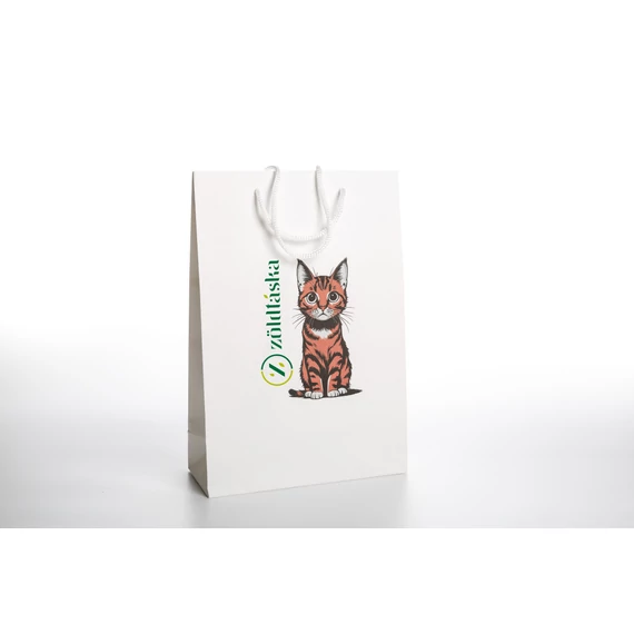 Fehér zsinórfüles papírtáska 320 x 420 x 120 mm 100 db/csomag