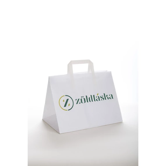 Fehér szalagfüles papírtáska 260 x 245 x 175 mm 250 db/csomag