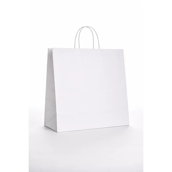 OUTLET Fehér Szalagfüles papírtáska 450x470x170 mm nyomat 1 oldalon