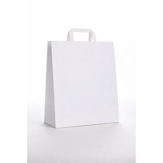 OUTLET Fehér Szalagfüles papírtáska 450x480x170 mm nyomat 1 oldalon