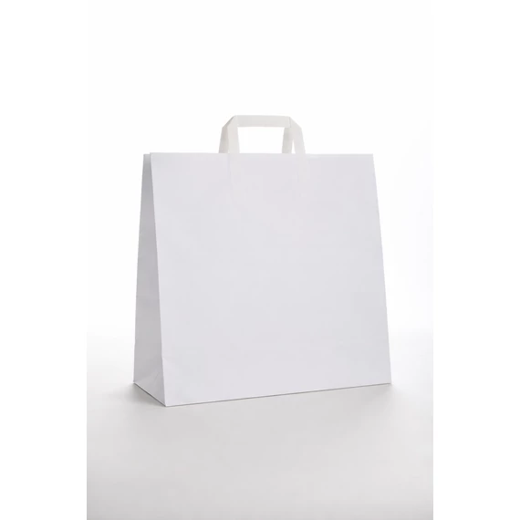 OUTLET Fehér Szalagfüles papírtáska 450x480x170 mm nyomat 1 oldalon