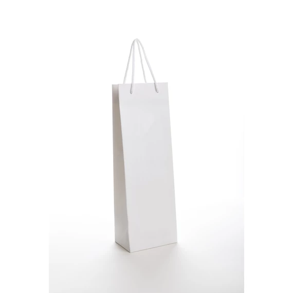 Fehér zsinórfüles papírtáska 130 x 390 x 90 mm nyomat 1 oldalon